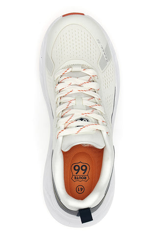 Weiße Sneakers mit grünen Details und dicker Sohle ROUTE 66 RO51811D