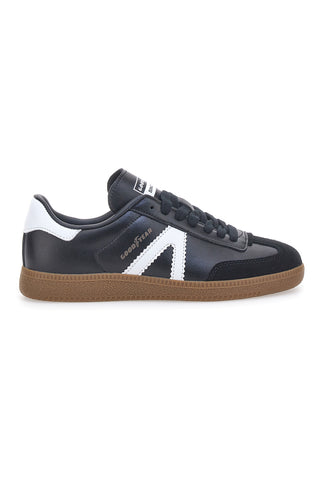 Schwarze Sneakers mit weißen Bändern aus echtem Leder CANGURO GY51001