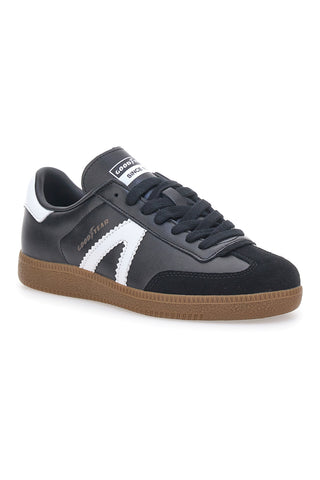 Schwarze Sneakers mit weißen Bändern aus echtem Leder CANGURO GY51001