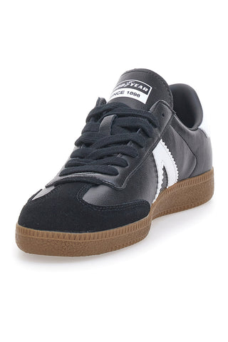 Schwarze Sneakers mit weißen Bändern aus echtem Leder CANGURO GY51001
