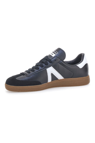 Schwarze Sneakers mit weißen Bändern aus echtem Leder CANGURO GY51001