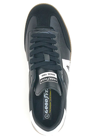 Schwarze Sneakers mit weißen Bändern aus echtem Leder CANGURO GY51001