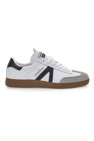 Weiße Sneakers mit schwarzen Bändern aus echtem Leder CANGURO GY51001