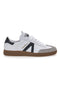 Weiße Sneakers mit schwarzen Bändern aus echtem Leder CANGURO GY51001