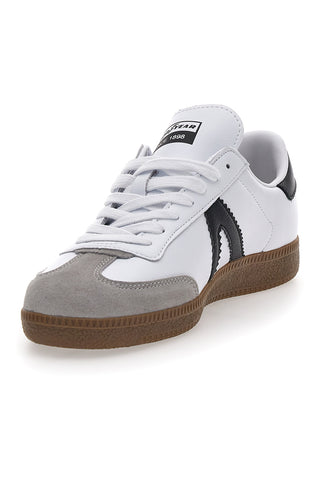 Weiße Sneakers mit schwarzen Bändern aus echtem Leder CANGURO GY51001