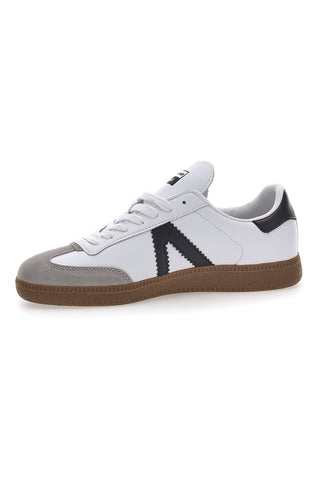 Weiße Sneakers mit schwarzen Bändern aus echtem Leder CANGURO GY51001