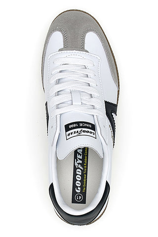 Weiße Sneakers mit schwarzen Bändern aus echtem Leder CANGURO GY51001