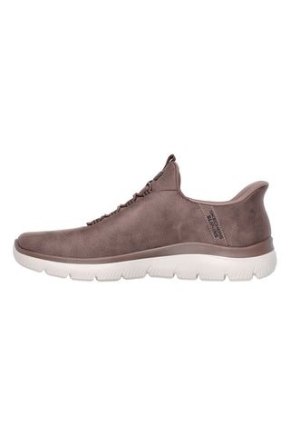 Taupefarbene Slip-On-Sneaker aus Kunstleder mit Memory Foam Skechers Summits Korlo