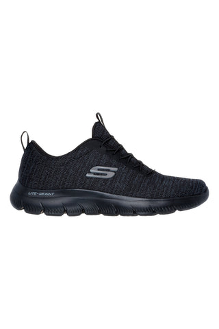 Skechers Summits Sorenz – Schwarze, leichte Stoffschuhe mit flexibler Sohle