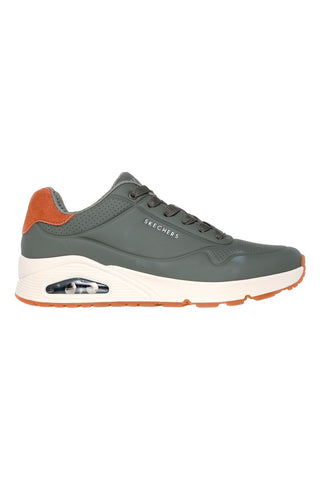 Sneakers verde oliva con suola ammortizzata Air-Cooled Memory Foam Skechers Uno Suited On Air