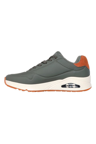 Sneakers verde oliva con suola ammortizzata Air-Cooled Memory Foam Skechers Uno Suited On Air