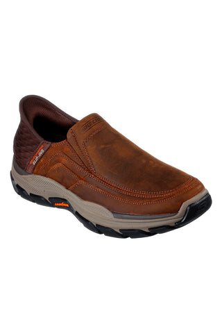 Skechers Respected Elgin Slip-On-Loafer aus braunem Leder mit Goodyear-Sohlen