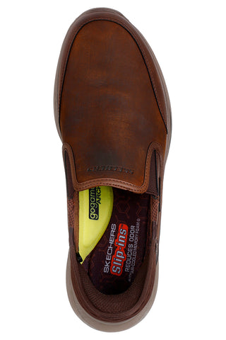 Slip-on marroni in pelle con Memory Foam Skechers Slade Cooper