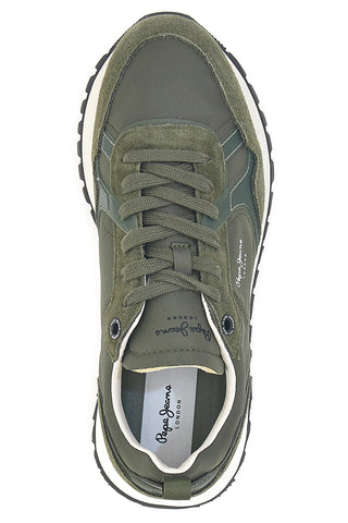 Pepe Jeans PMS400001 Grüne Sneakers mit Wildledereinsätzen
