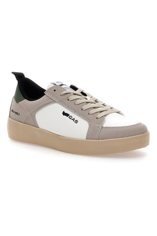 Sneakers beige e bianche con dettagli verdi in pelle Gas Nika V00.1