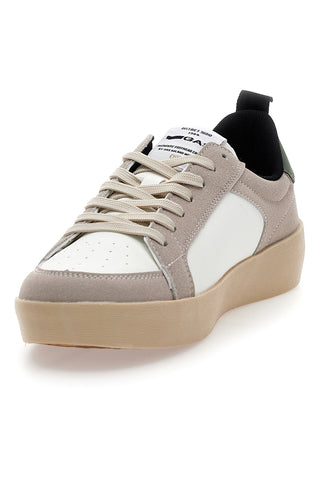 Sneakers beige e bianche con dettagli verdi in pelle Gas Nika V00.1