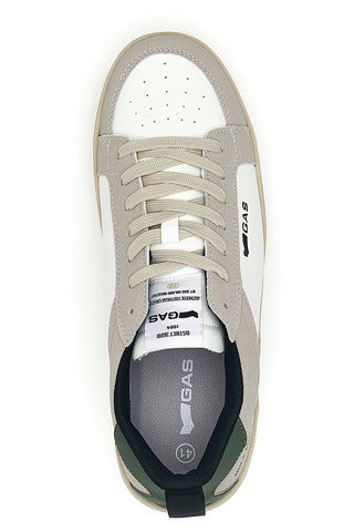 Sneakers beige e bianche con dettagli verdi in pelle Gas Nika V00.1