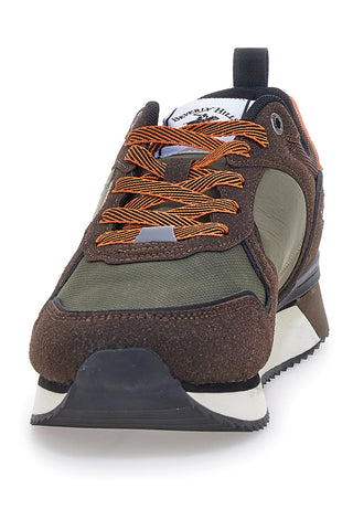 Grüne Sneakers mit braunen Einsätzen und orangefarbenen Details Beverly Hills Polo BHM523200
