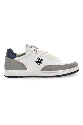Sneakers bianche e grigie con inserti navy Beverly Hills Polo BHM524201