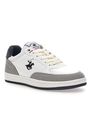 Beverly Hills Polo BHM524201 Weiße und graue Sneakers mit marineblauen Einsätzen