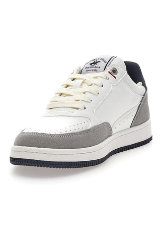 Beverly Hills Polo BHM524201 Weiße und graue Sneakers mit marineblauen Einsätzen