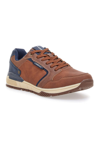 Sneakers cuoio con inserti blu Carrera CAM412046438