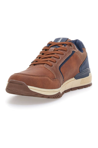Sneakers cuoio con inserti blu Carrera CAM412046438