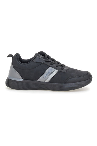 Schwarze Sneaker mit grauen Einsätzen und flexibler Kängurusohle CA1241