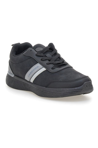 Schwarze Sneaker mit grauen Einsätzen und flexibler Kängurusohle CA1241