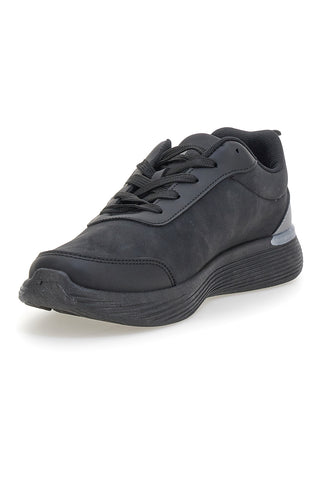Schwarze Sneaker mit grauen Einsätzen und flexibler Kängurusohle CA1241
