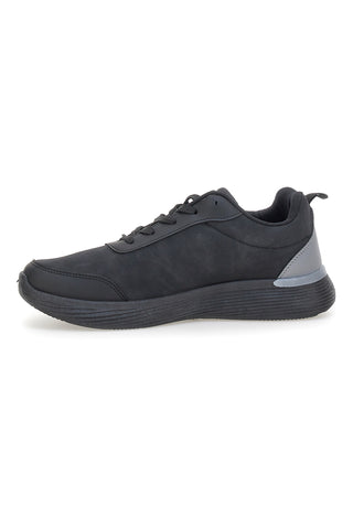 Schwarze Sneaker mit grauen Einsätzen und flexibler Kängurusohle CA1241