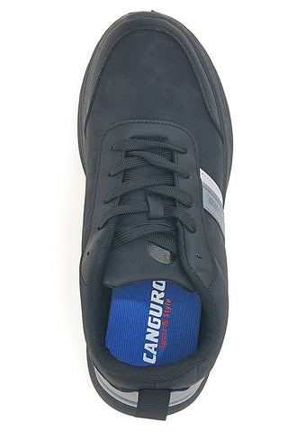 Schwarze Sneaker mit grauen Einsätzen und flexibler Kängurusohle CA1241
