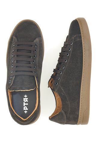 Sneakers marroni in camoscio con suola a contrasto Ptr 3021