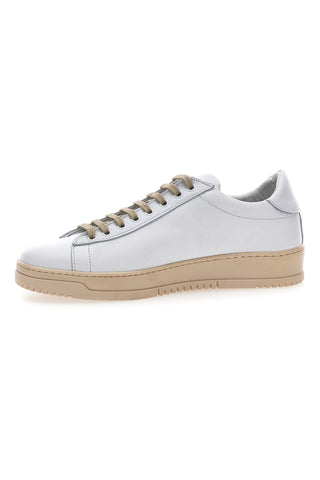 Sneakers bianche in vera pelle con inserti beige PTR 3000