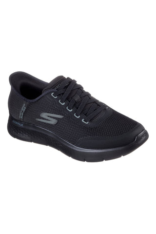 Schwarze Slip-on-Sneaker aus Mesh mit Air Cooled Memory Foam Skechers Go Walk Flex Netro