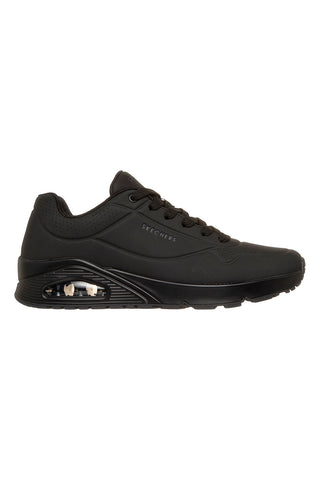 Schwarze Schuhe mit sichtbarem Airbag und Memory Foam Skechers UNO STAND ON AIR