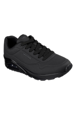Schwarze Schuhe mit sichtbarem Airbag und Memory Foam Skechers UNO STAND ON AIR
