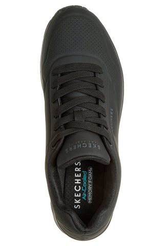 Schwarze Schuhe mit sichtbarem Airbag und Memory Foam Skechers UNO STAND ON AIR