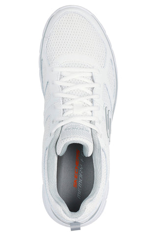 Sneakers bianche in pelle e mesh con soletta memory foam Skechers Burns Agoura da Uomo