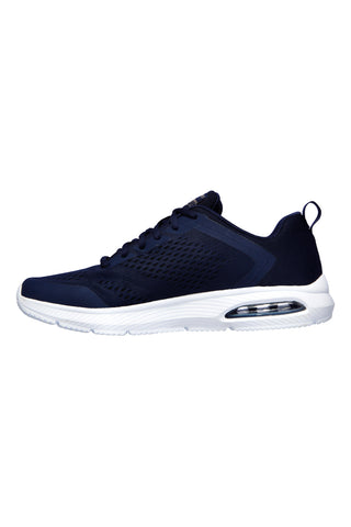 Blaue Sneakers mit Dämpfung und Dyna-Air Pelland Skechers-Einsätzen