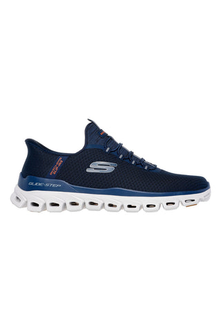 Marineblaue Slip-on-Sneaker mit Glide-Step- und Skechers Glide-Step Noxus-Memory-Schaum