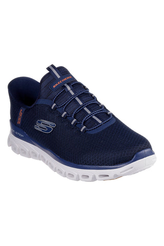 Marineblaue Slip-on-Sneaker mit Glide-Step- und Skechers Glide-Step Noxus-Memory-Schaum
