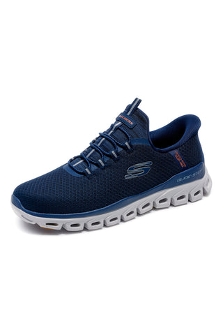 Marineblaue Slip-on-Sneaker mit Glide-Step- und Skechers Glide-Step Noxus-Memory-Schaum
