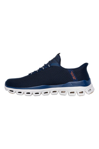 Marineblaue Slip-on-Sneaker mit Glide-Step- und Skechers Glide-Step Noxus-Memory-Schaum