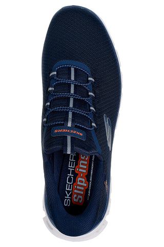 Marineblaue Slip-on-Sneaker mit Glide-Step- und Skechers Glide-Step Noxus-Memory-Schaum