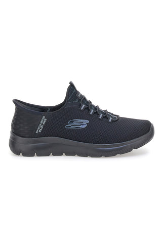 Navyfarbene Slip-Ins aus Mesh mit Air-Cooled Memory Foam Skechers Summits High Range Wide Fit