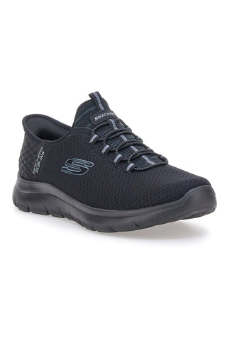 Navyfarbene Slip-Ins aus Mesh mit Air-Cooled Memory Foam Skechers Summits High Range Wide Fit