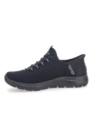 Navyfarbene Slip-Ins aus Mesh mit Air-Cooled Memory Foam Skechers Summits High Range Wide Fit