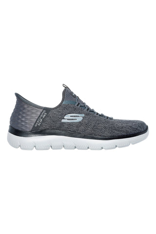 Sneakers grigio antracite slip-on con soletta memory foam Skechers Summits Key Pace da Uomo