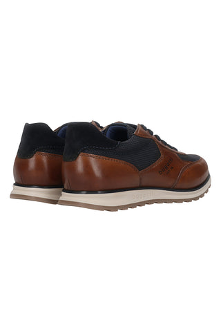Sneakers marroni e blu in pelle con lacci Bugatti 335A021P41696341